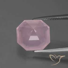 Cuarzo rosa Rosado rosa medio natural de 5.12 ct, Corte Octágono / Esmeralda, Transparente
