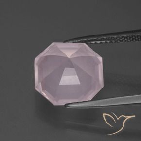 Cuarzo rosa Rosado Bubblegum natural de 5.59 ct, Corte Octágono / Esmeralda, Transparente
