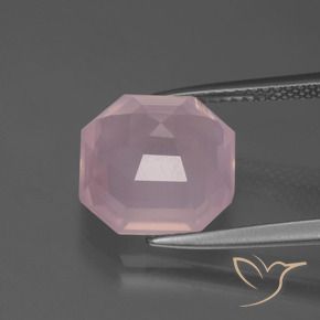 Cuarzo rosa Rosado vívido natural de 5.99 ct, Corte Octágono / Esmeralda, Transparente