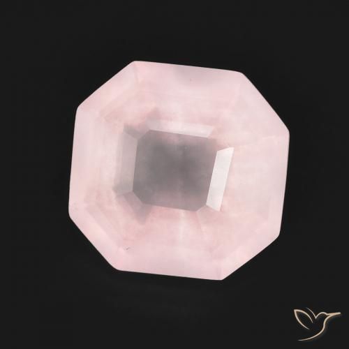 Cuarzo rosa Rosado claro natural de 4.41 ct, Corte Octágono / Esmeralda, Transparente