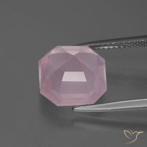 Cuarzo rosa Rosado Bubblegum natural de 4.99 ct, Corte Octágono / Esmeralda, Transparente