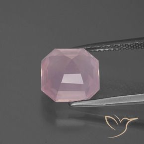 Cuarzo rosa Rosado rosa medio natural de 4.08 ct, Corte Octágono / Esmeralda, Transparente