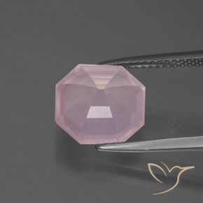 Cuarzo rosa Rosado claro natural de 4.07 ct, Corte Octágono / Esmeralda, Transparente