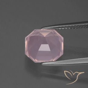 Cuarzo rosa Rosado claro natural de 4.20 ct, Corte Octágono / Esmeralda, Transparente