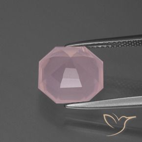Cuarzo rosa Rosado claro natural de 4.94 ct, Corte Octágono / Esmeralda, Transparente