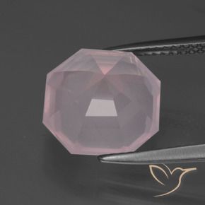 Cuarzo rosa Rosado claro natural de 5.99 ct, Corte Octágono / Esmeralda, Transparente
