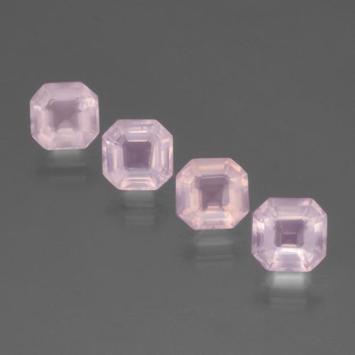 Gemas de cuarzo rosa rosa natural de 7,24 ct, corte esmeralda, transparente