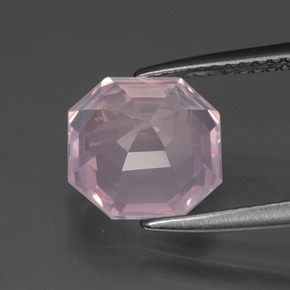 Cuarzo rosa rosa natural de 3,18 ct, corte esmeralda, transparente