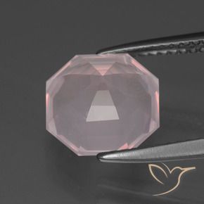 Cuarzo rosa Rosado muy claro natural de 3.82 ct, Corte Octágono / Esmeralda, Transparente