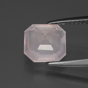 Cuarzo rosa rosa natural de 2,32 ct, corte esmeralda, transparente