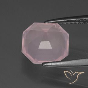 Cuarzo rosa Rosado medio natural de 3.28 ct, Corte Octágono / Esmeralda, Transparente