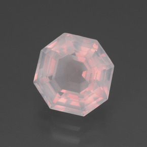Cuarzo rosa rosa natural de 3,40 ct, corte esmeralda, transparente