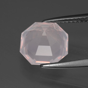 Cuarzo rosa rosa natural de 3,40 ct, corte esmeralda, transparente