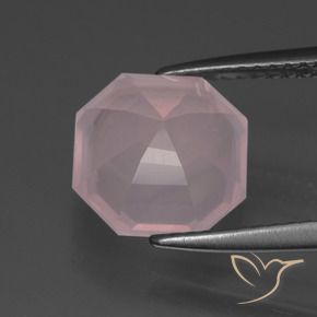 Cuarzo rosa Rosado claro natural de 3.48 ct, Corte Octágono / Esmeralda, Transparente