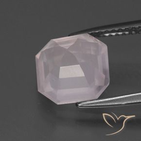 Cuarzo rosa Rosado claro natural de 3.11 ct, Corte Octágono / Esmeralda, Transparente