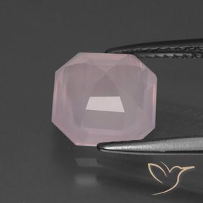 Cuarzo rosa Rosado claro natural de 3.13 ct, Corte Octágono / Esmeralda, Transparente