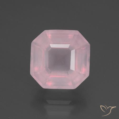Cuarzo rosa rosa natural de 3,18 ct, corte esmeralda, transparente