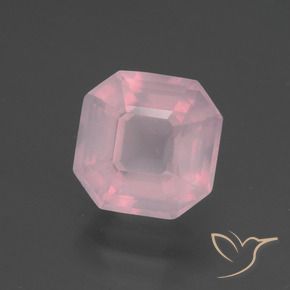 Cuarzo rosa rosa natural de 3,18 ct, corte esmeralda, transparente