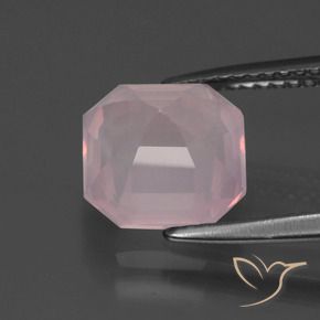 Cuarzo rosa rosa natural de 3,18 ct, corte esmeralda, transparente