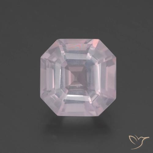 Cuarzo rosa rosa natural de 2,76 ct, corte esmeralda, transparente