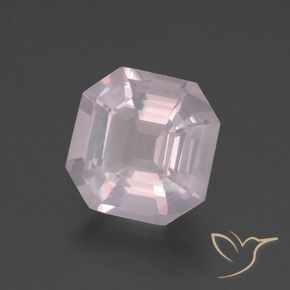 Cuarzo rosa rosa natural de 2,76 ct, corte esmeralda, transparente
