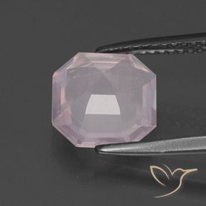 Cuarzo rosa rosa natural de 2,76 ct, corte esmeralda, transparente