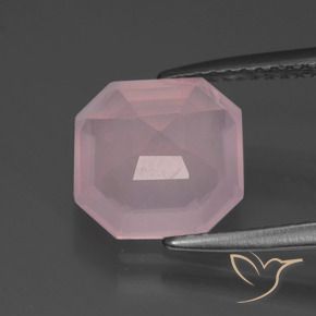 Cuarzo rosa Rosado rosa medio natural de 3.04 ct, Corte Octágono / Esmeralda, Transparente