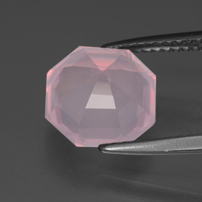 Cuarzo Rosa Rosa rosado natural de 3.64 ct, corte esmeralda, Transparente
