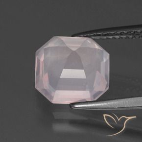 Cuarzo rosa Rosado muy claro natural de 3.42 ct, Corte Octágono / Esmeralda, Transparente
