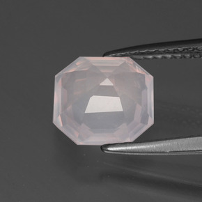 Cuarzo rosa rosa natural de 2,67 ct, corte esmeralda, transparente