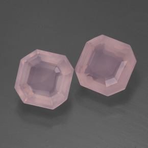 Gemas de Cuarzo Rosa Rosado claro natural de 4.75 ct, corte esmeralda, Transparente