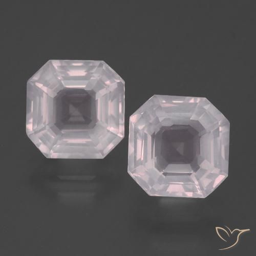 4.59ctw Natural Rosado muy claro Cuarzo rosa, corte esmeralda, Transparente