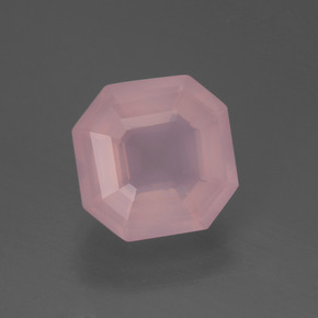 Cuarzo rosa rosa natural de 3,59 ct, corte esmeralda, transparente
