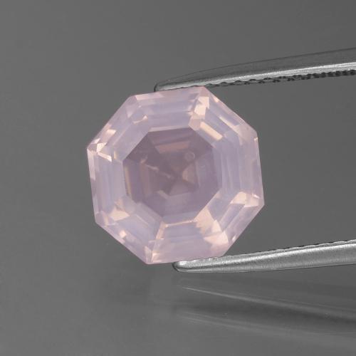 Cuarzo Rosa Rosado claro natural de 3.60 ct, corte esmeralda, Transparente