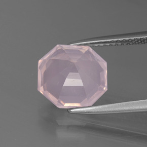 Cuarzo Rosa Rosado claro natural de 3.60 ct, corte esmeralda, Transparente