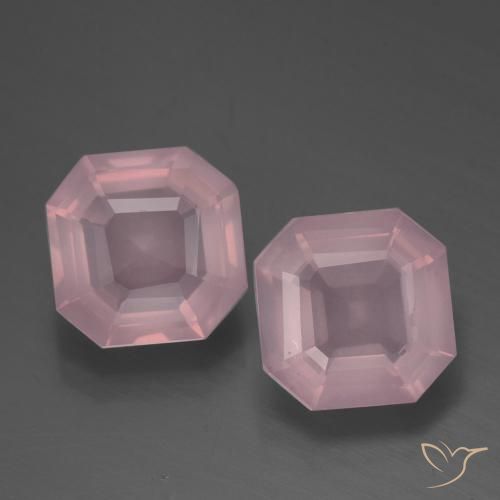 4.32ctw Natural Rosado claro Cuarzo rosa, corte esmeralda, Transparente