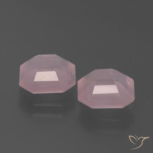 Gemas de Cuarzo rosa Rosado claro natural de 4.32 ct, Corte Octágono / Esmeralda, Transparente
