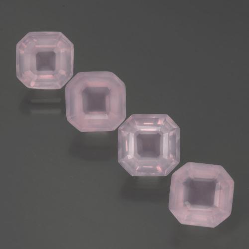 Gemas de cuarzo rosa rosa natural de 7,26 ct, corte esmeralda, transparente