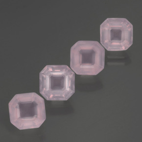 Gemas de cuarzo rosa rosa natural de 7,26 ct, corte esmeralda, transparente