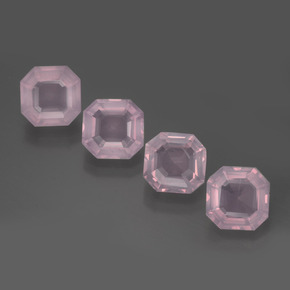 Gemas de cuarzo rosa rosa natural de 9,01 ct, corte esmeralda, transparente