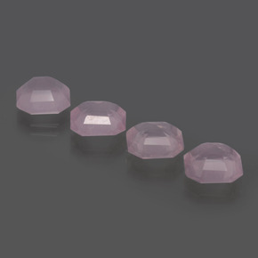 Gemas de cuarzo rosa rosa natural de 9,01 ct, corte esmeralda, transparente