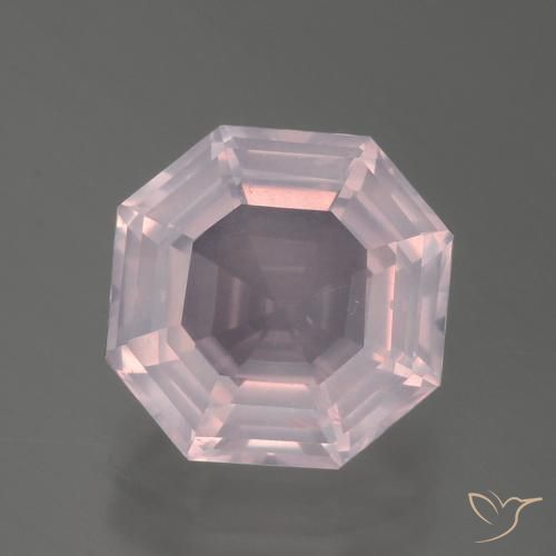 Cuarzo rosa rosa natural de 4,22 ct, corte esmeralda, transparente