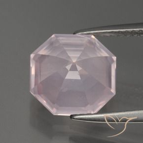Cuarzo rosa rosa natural de 4,22 ct, corte esmeralda, transparente