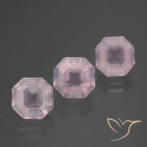 Gemas de Cuarzo rosa Rosado claro natural de 6.27 ct, Corte Octágono / Esmeralda, Transparente