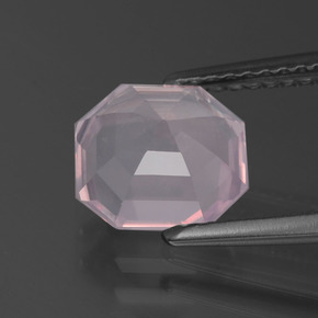 Cuarzo rosa rosa natural de 1,96 ct, corte esmeralda, transparente