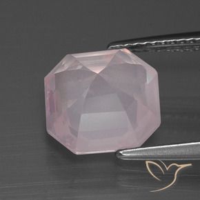 Cuarzo rosa Rosado claro natural de 3.76 ct, Corte Octágono / Esmeralda, Transparente