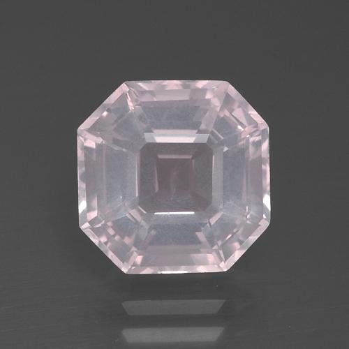 Cuarzo rosa rosa natural de 3,97 ct, corte esmeralda, transparente