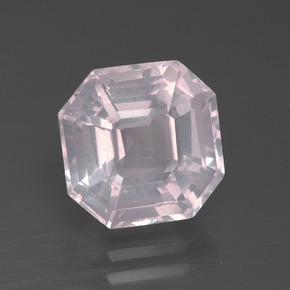 Cuarzo rosa rosa natural de 3,97 ct, corte esmeralda, transparente