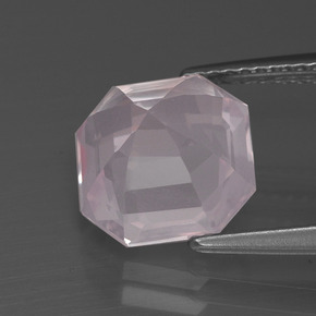 Cuarzo rosa rosa natural de 3,97 ct, corte esmeralda, transparente