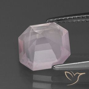 Cuarzo rosa Rosado rosa muy claro natural de 3.27 ct, Corte Octágono / Esmeralda, Transparente